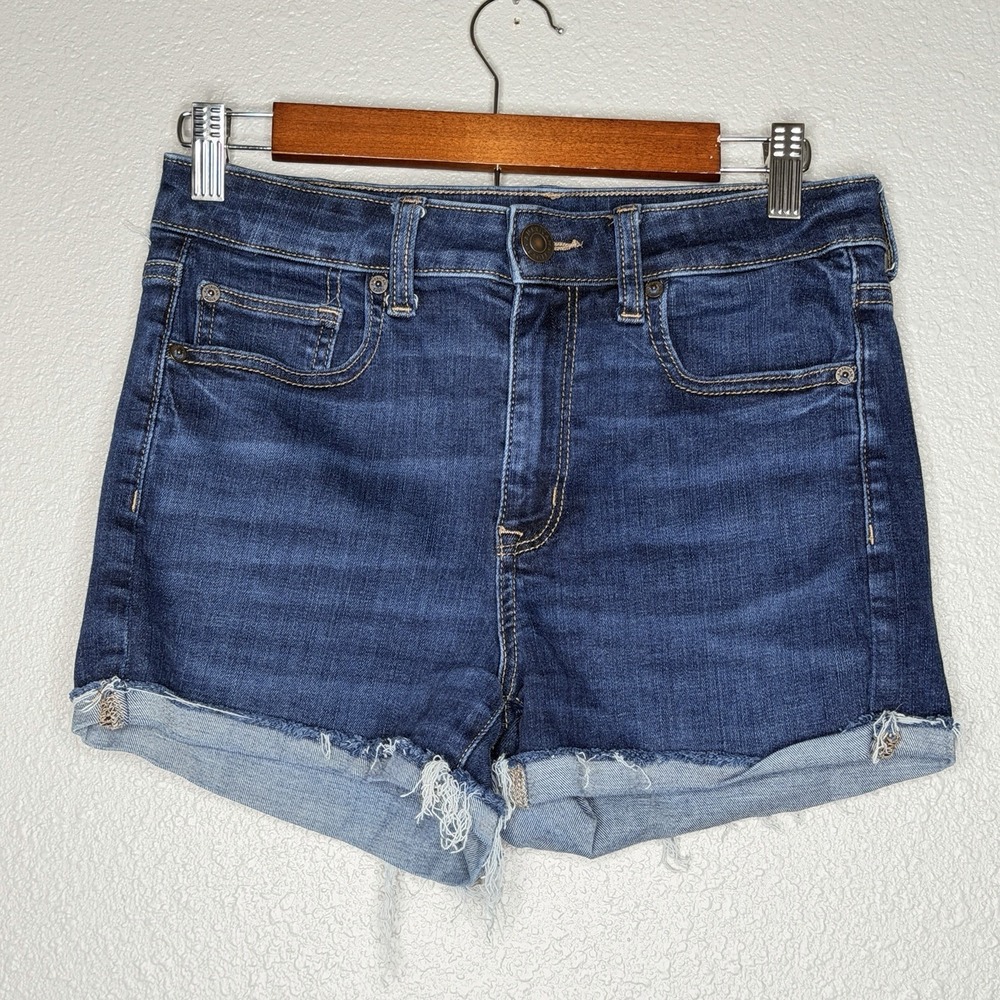 American Eagle Hi Rise Shortie Denim Shorts‎ 6 Next Level Stretch Distressed
